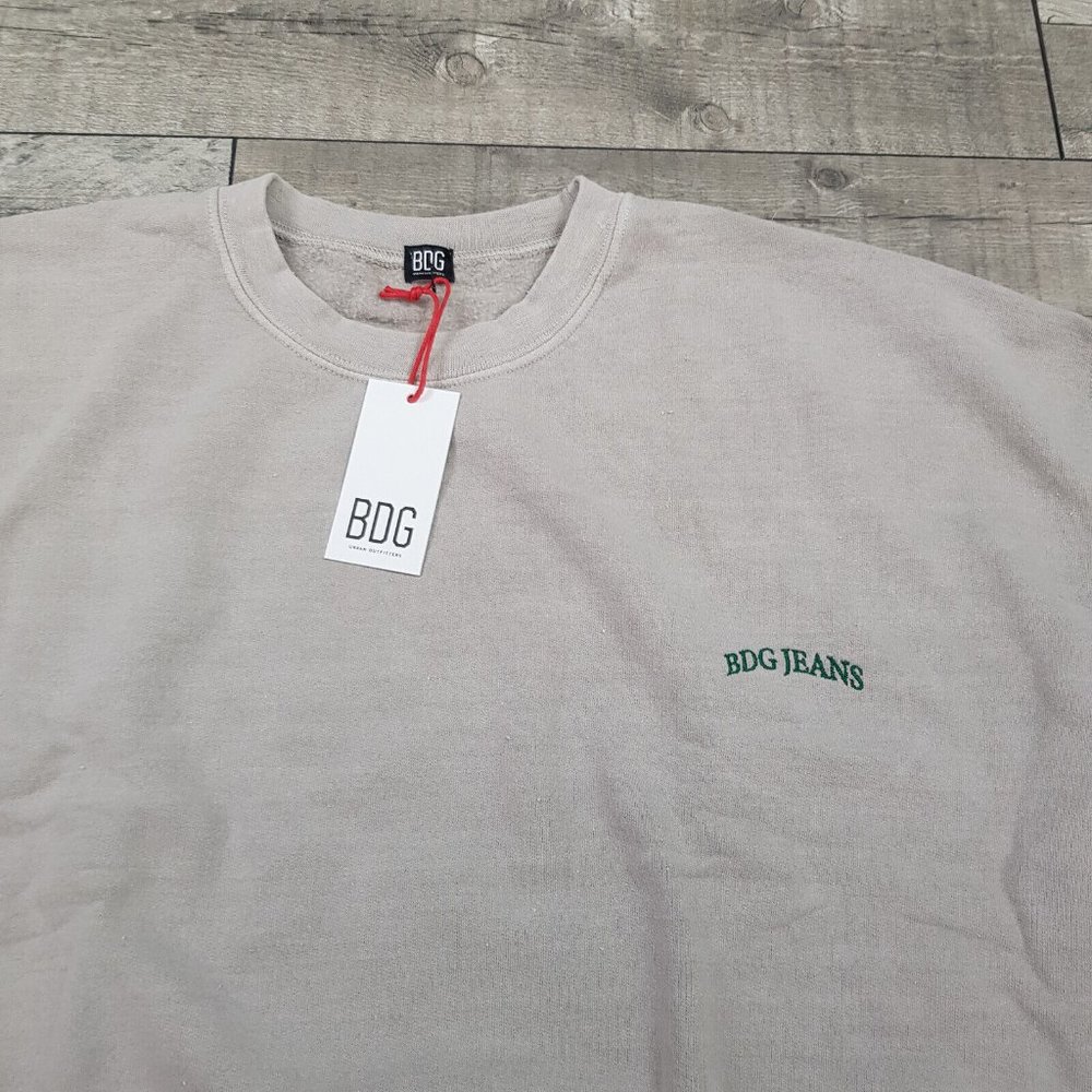 Urban Outfitters BDG Mens Sweatshirt Top Large Grey Embroidered Logo Crew BNWT - Picture 4 of 11